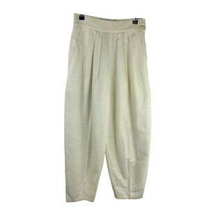 Vintage 90s Outback Red Linen Blend Pants Women 2 Ivory Off White Tapered Pleat